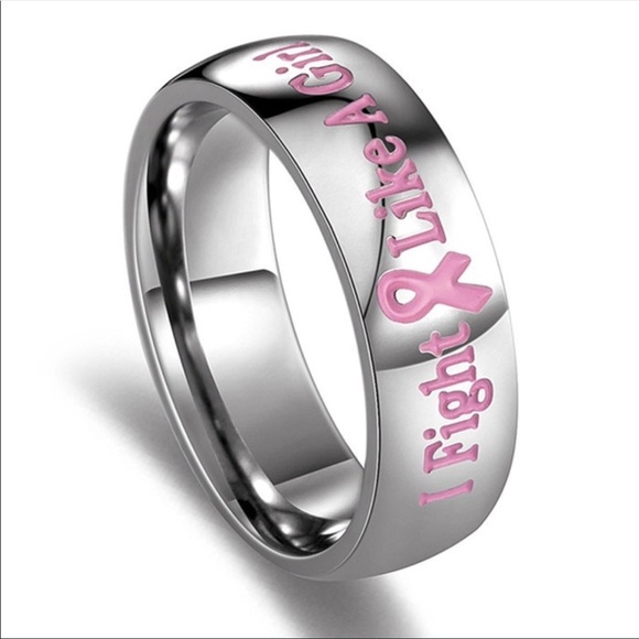 I fight like a girl breast cancer awareness ring - Picture 2 of 2